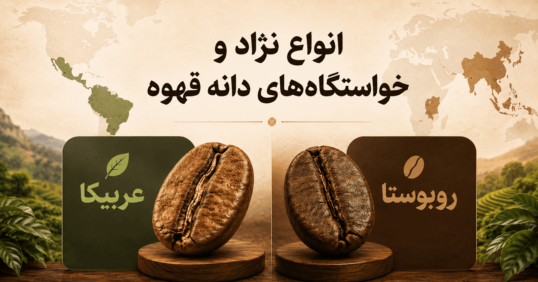 قهوه عربیکا و روبوستا چیست؟   تفاوت‌ها، بهترین کشورها و راهنمای انتخاب قهوه